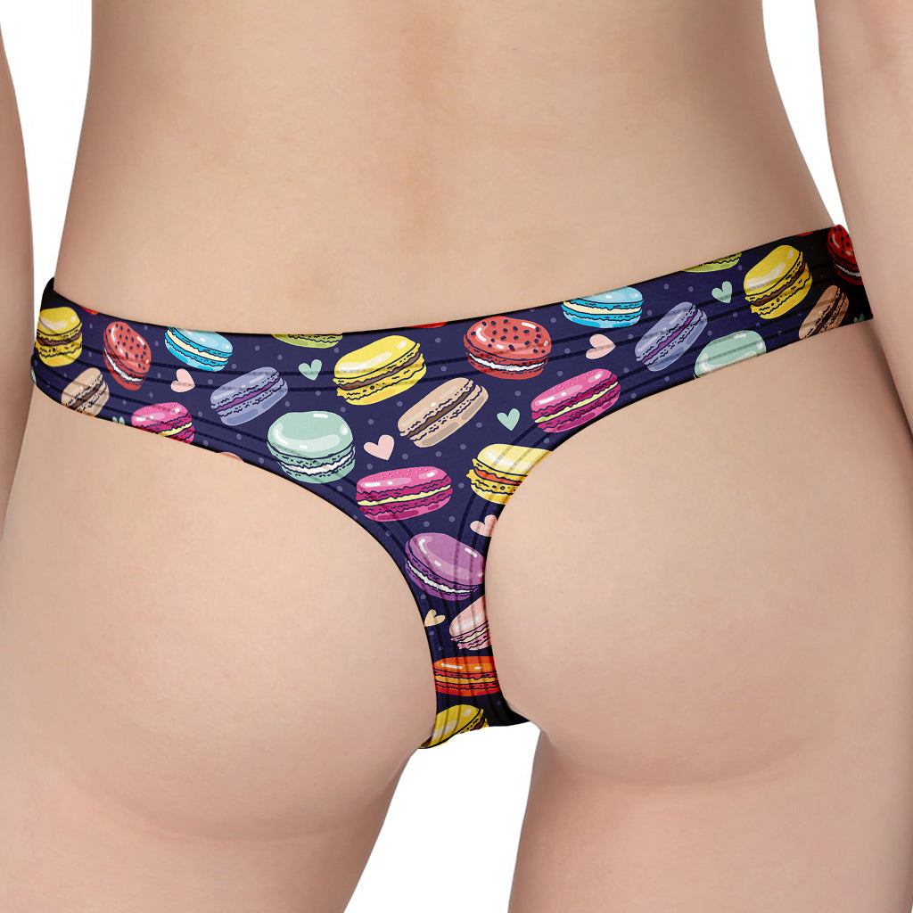 Cartoon Macaron Pattern Print Women's Thong