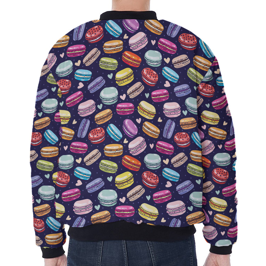 Cartoon Macaron Pattern Print Zip Sleeve Bomber Jacket