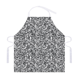 Cartoon Mechanic Pattern Print Adjustable Apron