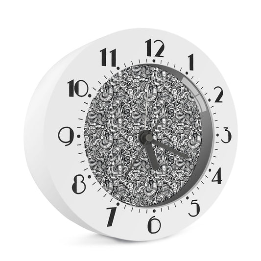 Cartoon Mechanic Pattern Print Alarm Clock