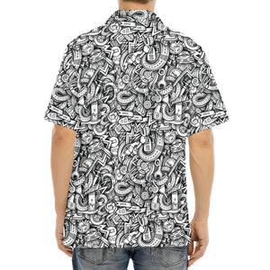 Cartoon Mechanic Pattern Print Aloha Shirt