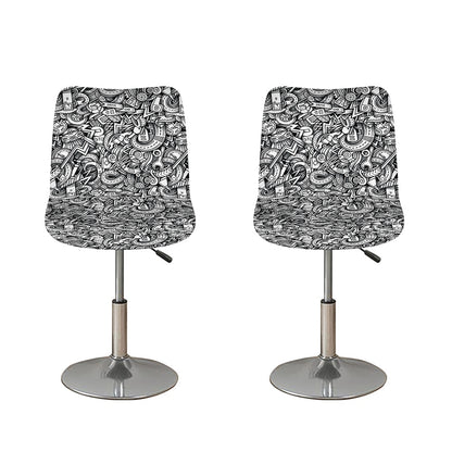 Cartoon Mechanic Pattern Print Bar Stool Covers