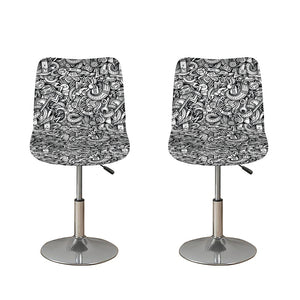 Cartoon Mechanic Pattern Print Bar Stool Covers