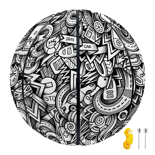 Cartoon Mechanic Pattern Print Basketball