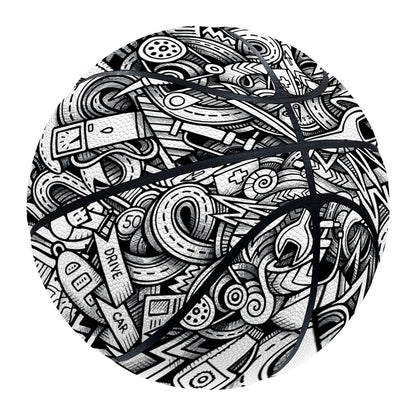Cartoon Mechanic Pattern Print Basketball