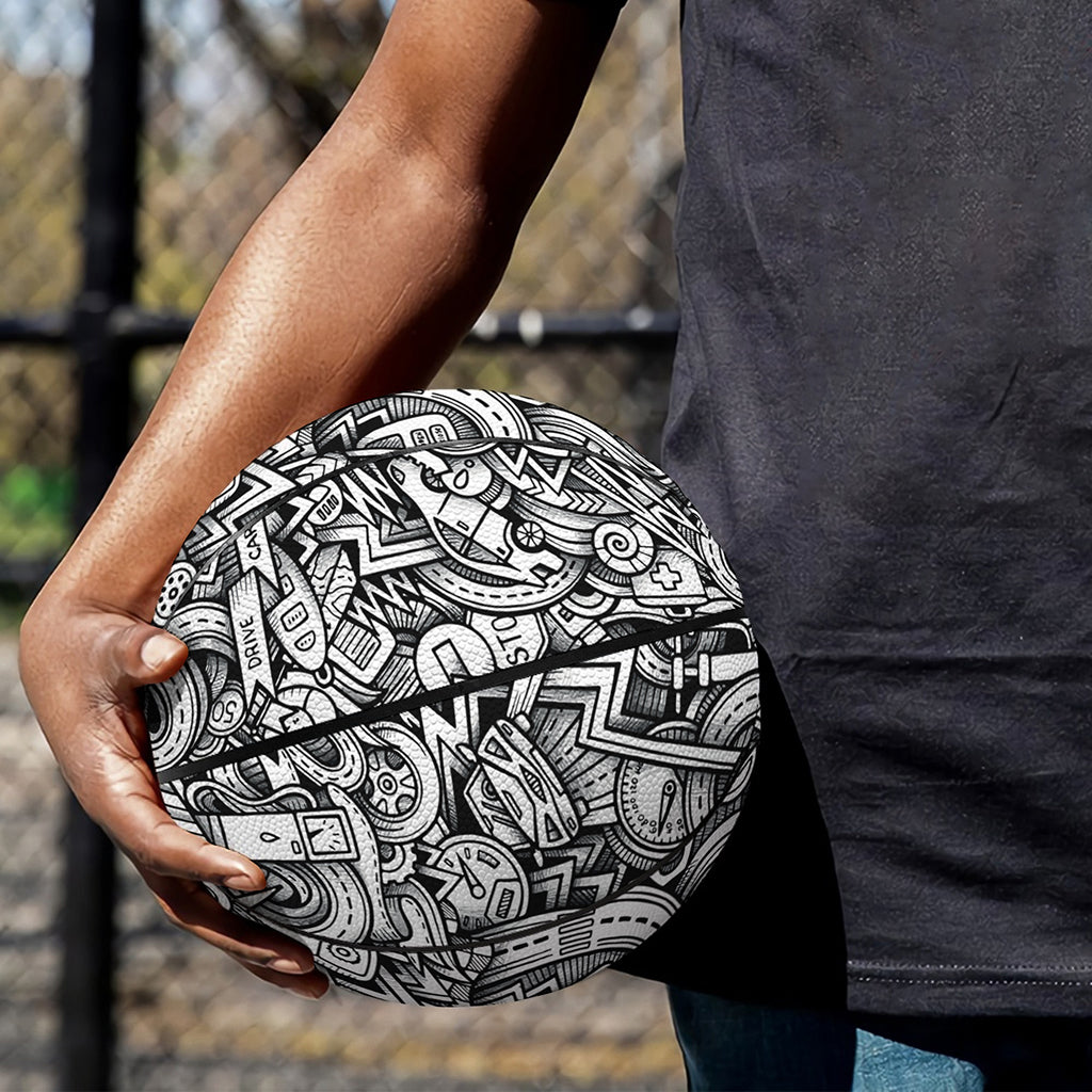 Cartoon Mechanic Pattern Print Basketball