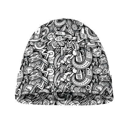 Cartoon Mechanic Pattern Print Beanie