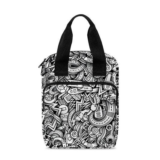 Cartoon Mechanic Pattern Print Bible Tote Bag