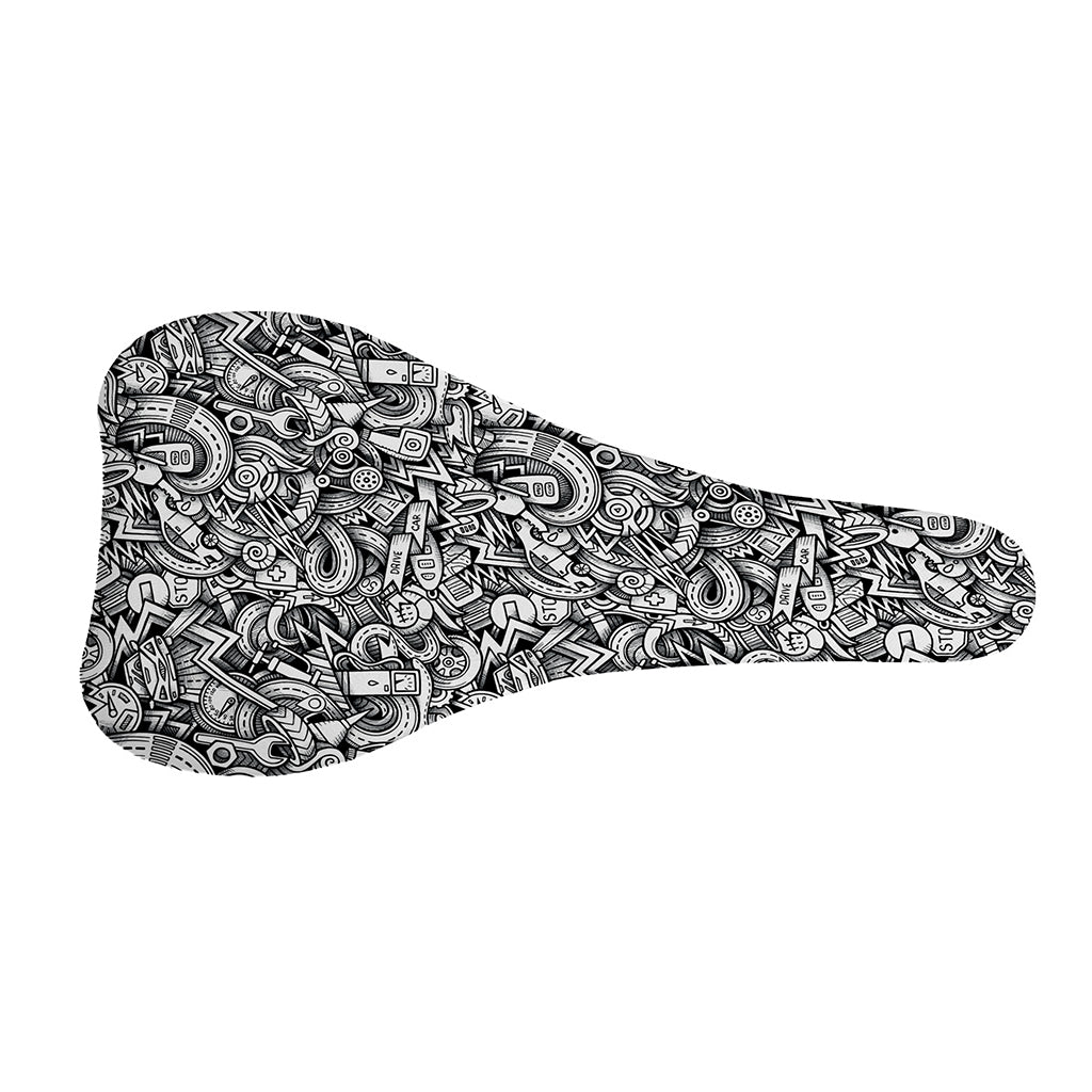 Cartoon Mechanic Pattern Print Bicycle Seat Cover