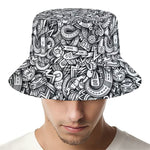 Cartoon Mechanic Pattern Print Bucket Hat