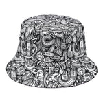 Cartoon Mechanic Pattern Print Bucket Hat