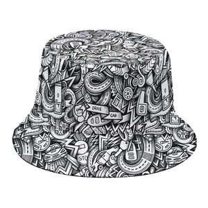 Cartoon Mechanic Pattern Print Bucket Hat