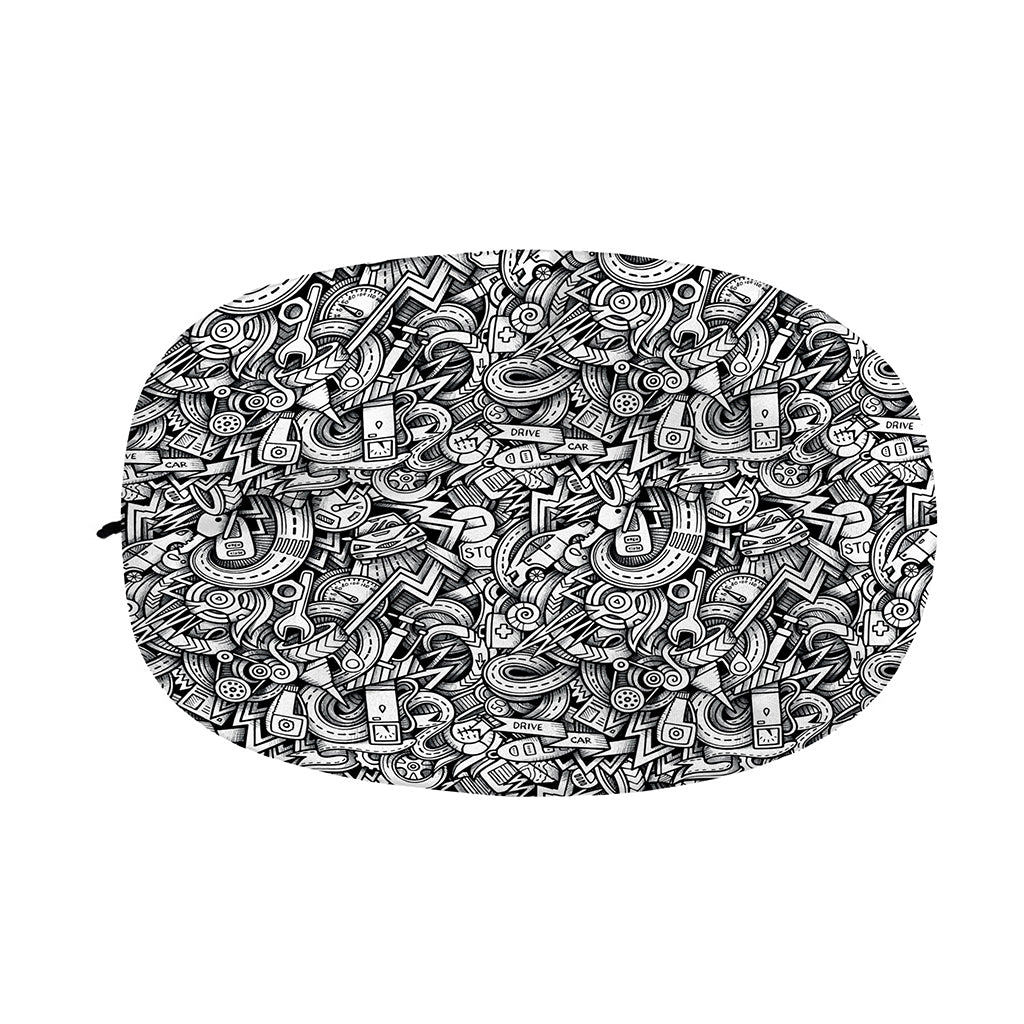 Cartoon Mechanic Pattern Print Car Side Mirror Covers
