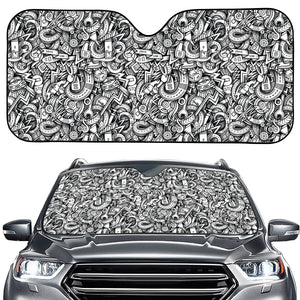 Cartoon Mechanic Pattern Print Car Windshield Sun Shade