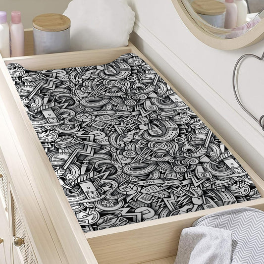 Cartoon Mechanic Pattern Print Changing Pad Cover