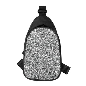 Cartoon Mechanic Pattern Print Chest Bag