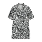 Cartoon Mechanic Pattern Print Cotton Hawaiian Shirt