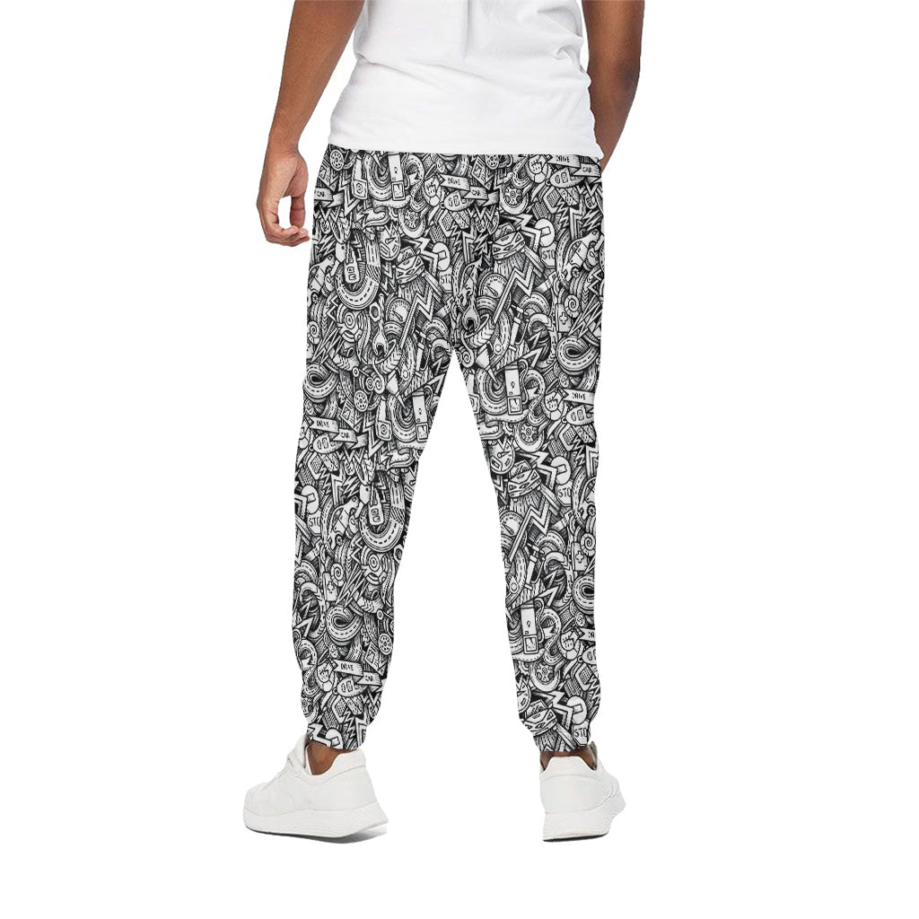 Cartoon Mechanic Pattern Print Cotton Pants