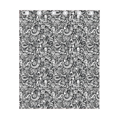 Cartoon Mechanic Pattern Print Curtain