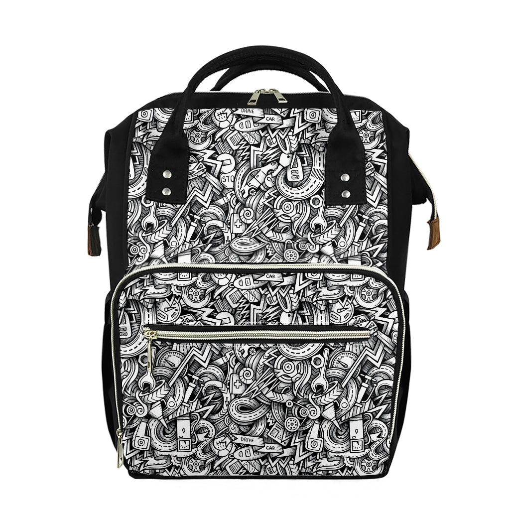 Cartoon Mechanic Pattern Print Diaper Bag