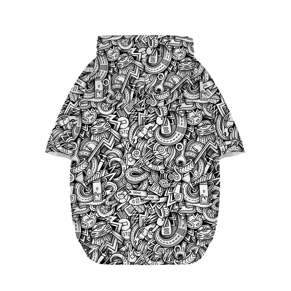 Cartoon Mechanic Pattern Print Dog Zip Up Hoodie