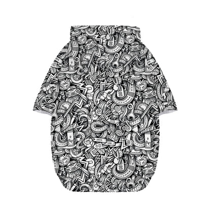 Cartoon Mechanic Pattern Print Dog Zip Up Hoodie