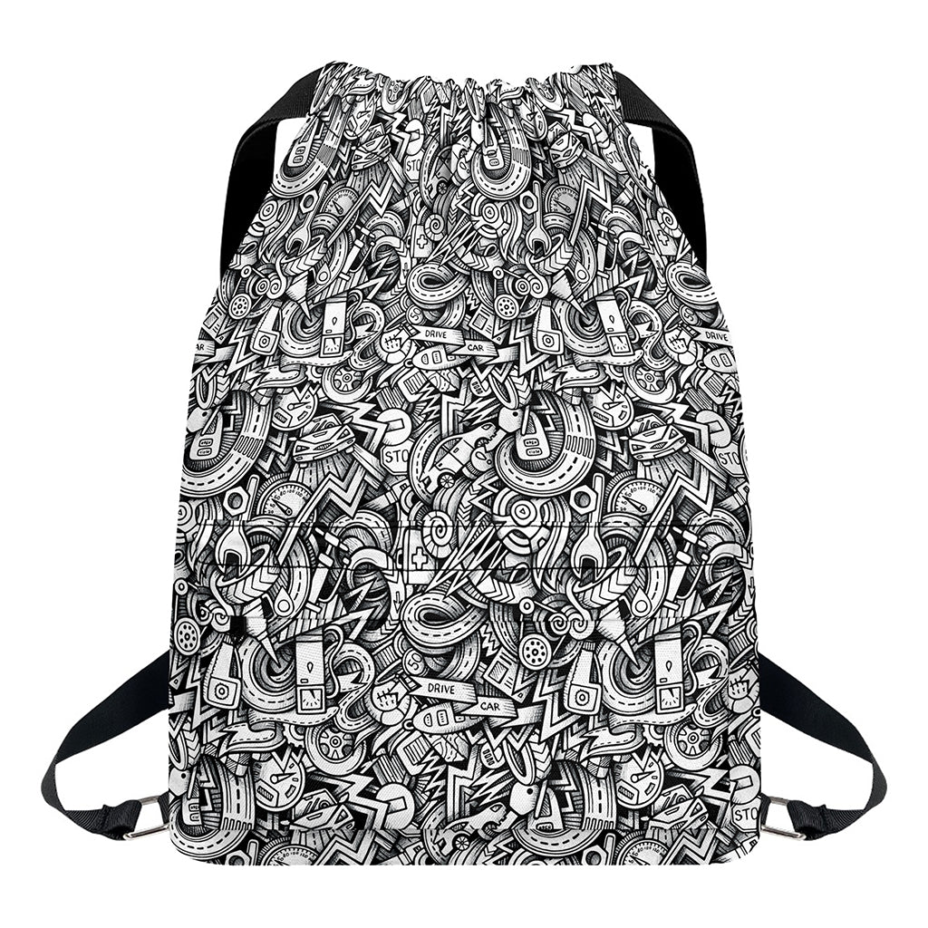 Cartoon Mechanic Pattern Print Drawstring Backpack