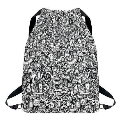 Cartoon Mechanic Pattern Print Drawstring Backpack