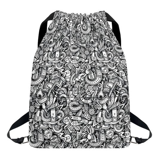 Cartoon Mechanic Pattern Print Drawstring Backpack