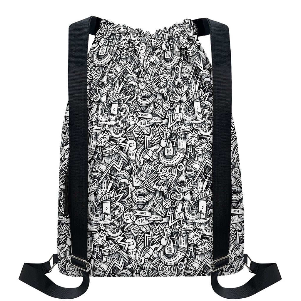 Cartoon Mechanic Pattern Print Drawstring Backpack