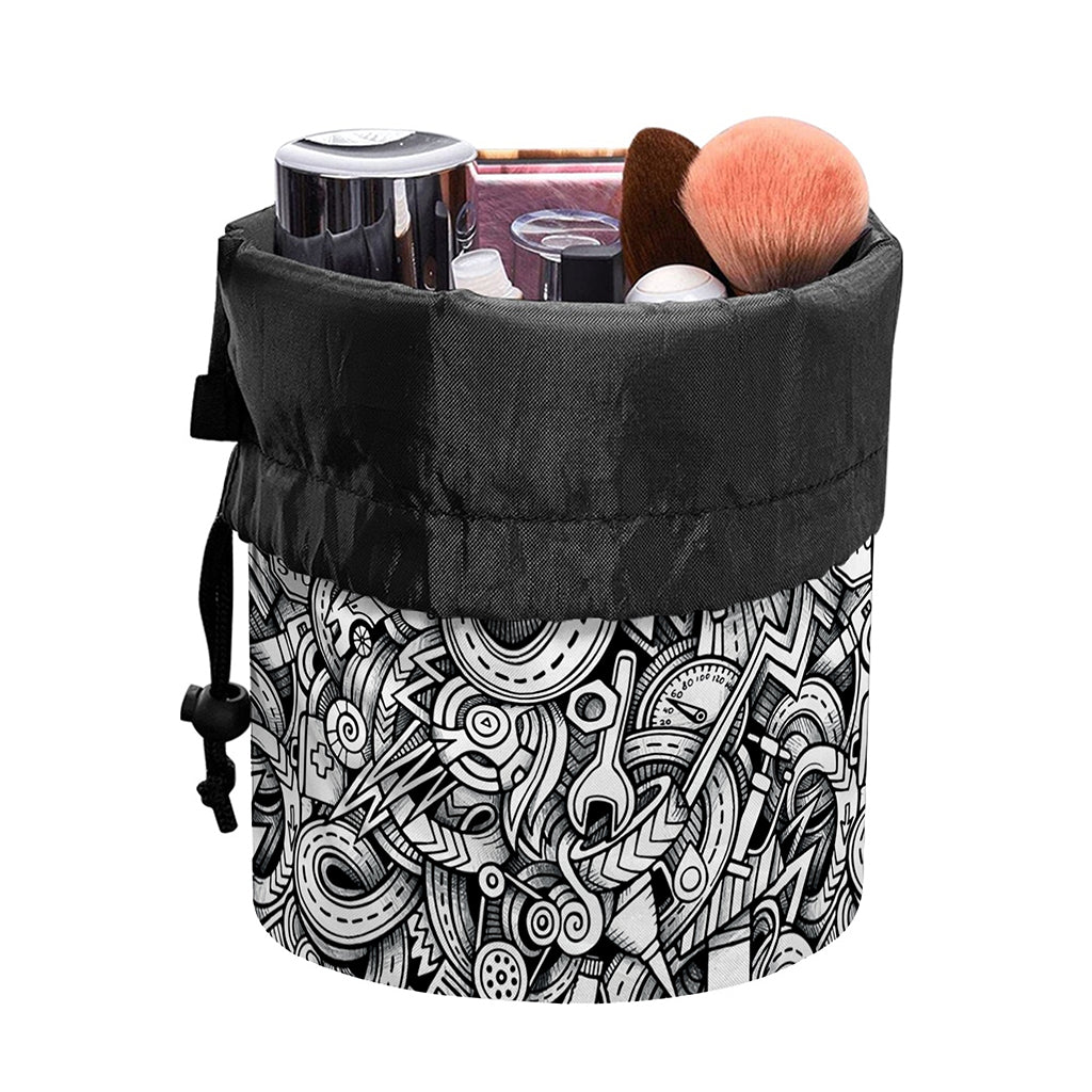 Cartoon Mechanic Pattern Print Drawstring Makeup Bag
