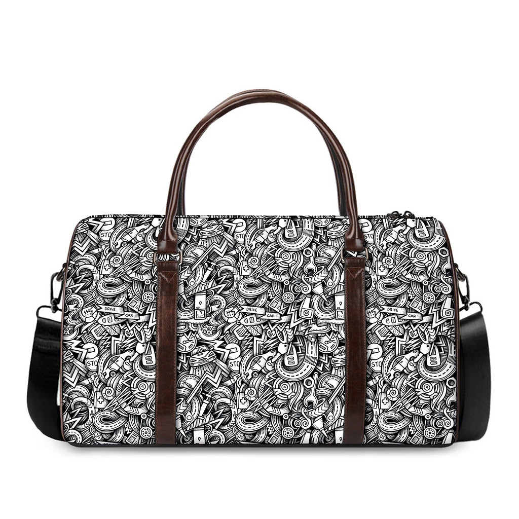 Cartoon Mechanic Pattern Print Duffle Bag