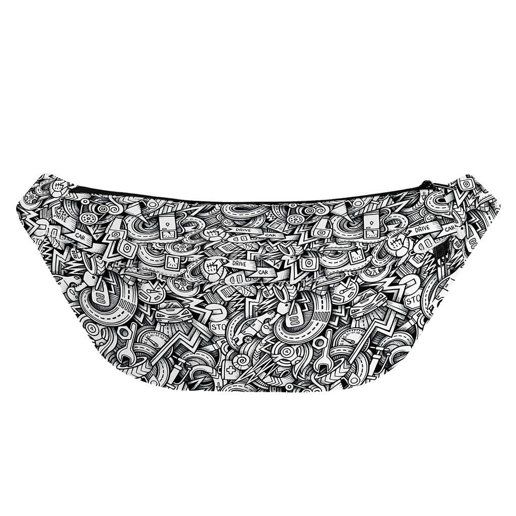 Cartoon Mechanic Pattern Print Fanny Pack