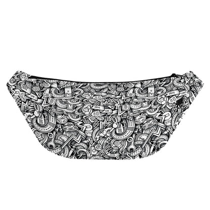 Cartoon Mechanic Pattern Print Fanny Pack