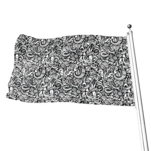 Cartoon Mechanic Pattern Print Flag