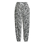 Cartoon Mechanic Pattern Print Fleece Lined Knit Pants