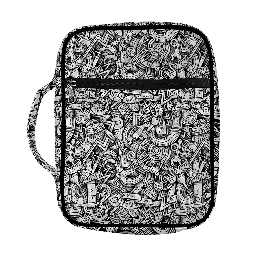 Cartoon Mechanic Pattern Print Front Pocket Bible Bag