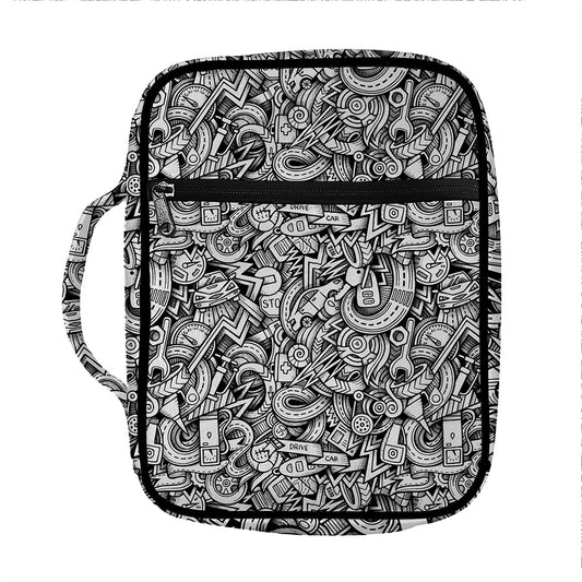 Cartoon Mechanic Pattern Print Front Pocket Bible Bag