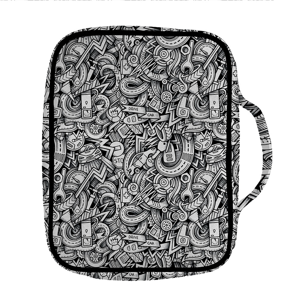 Cartoon Mechanic Pattern Print Front Pocket Bible Bag