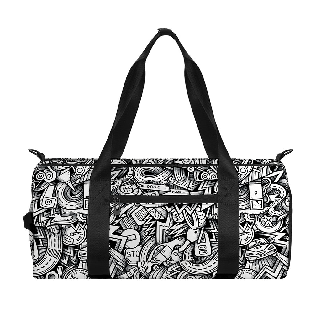 Cartoon Mechanic Pattern Print Gym Bag