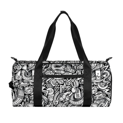 Cartoon Mechanic Pattern Print Gym Bag