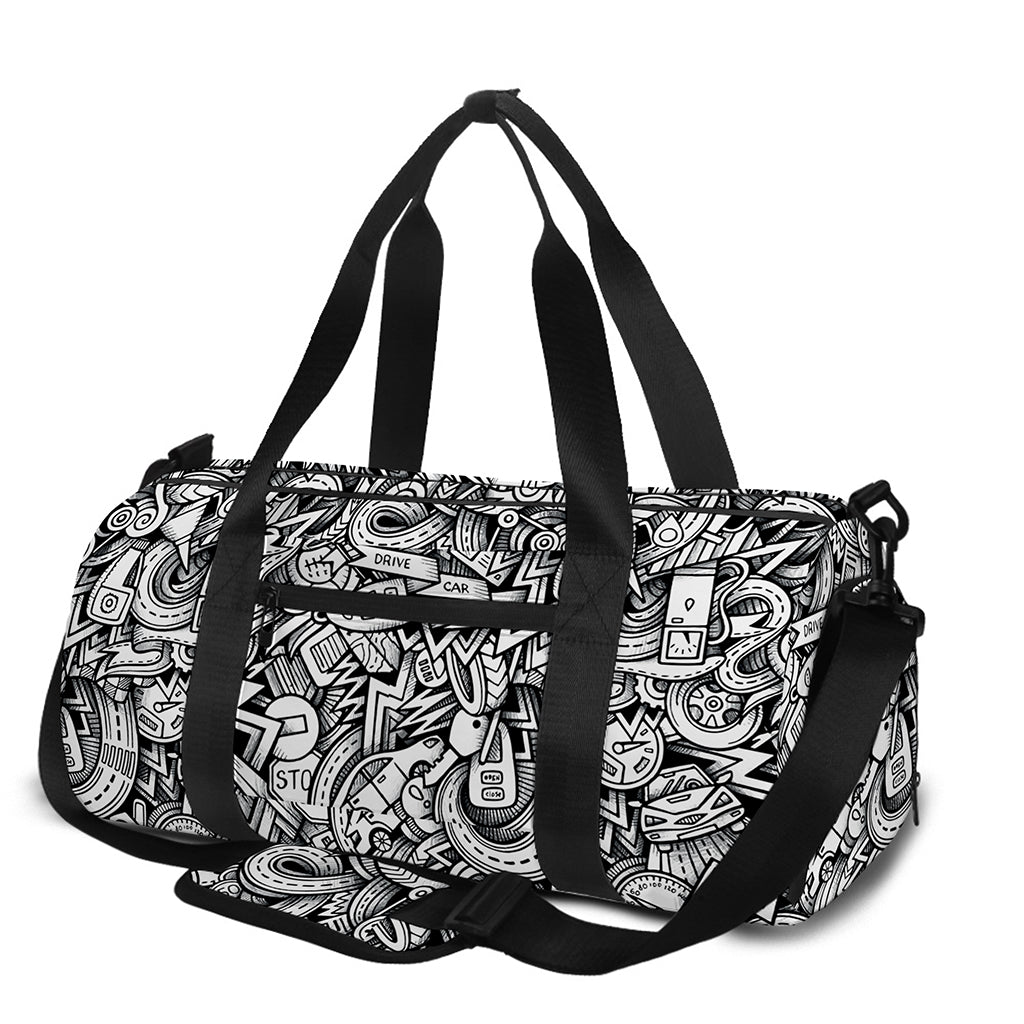 Cartoon Mechanic Pattern Print Gym Bag