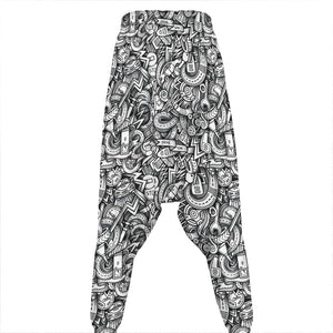 Cartoon Mechanic Pattern Print Hammer Pants