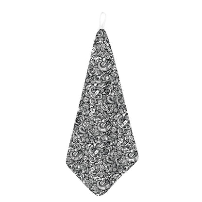 Cartoon Mechanic Pattern Print Hand Towel
