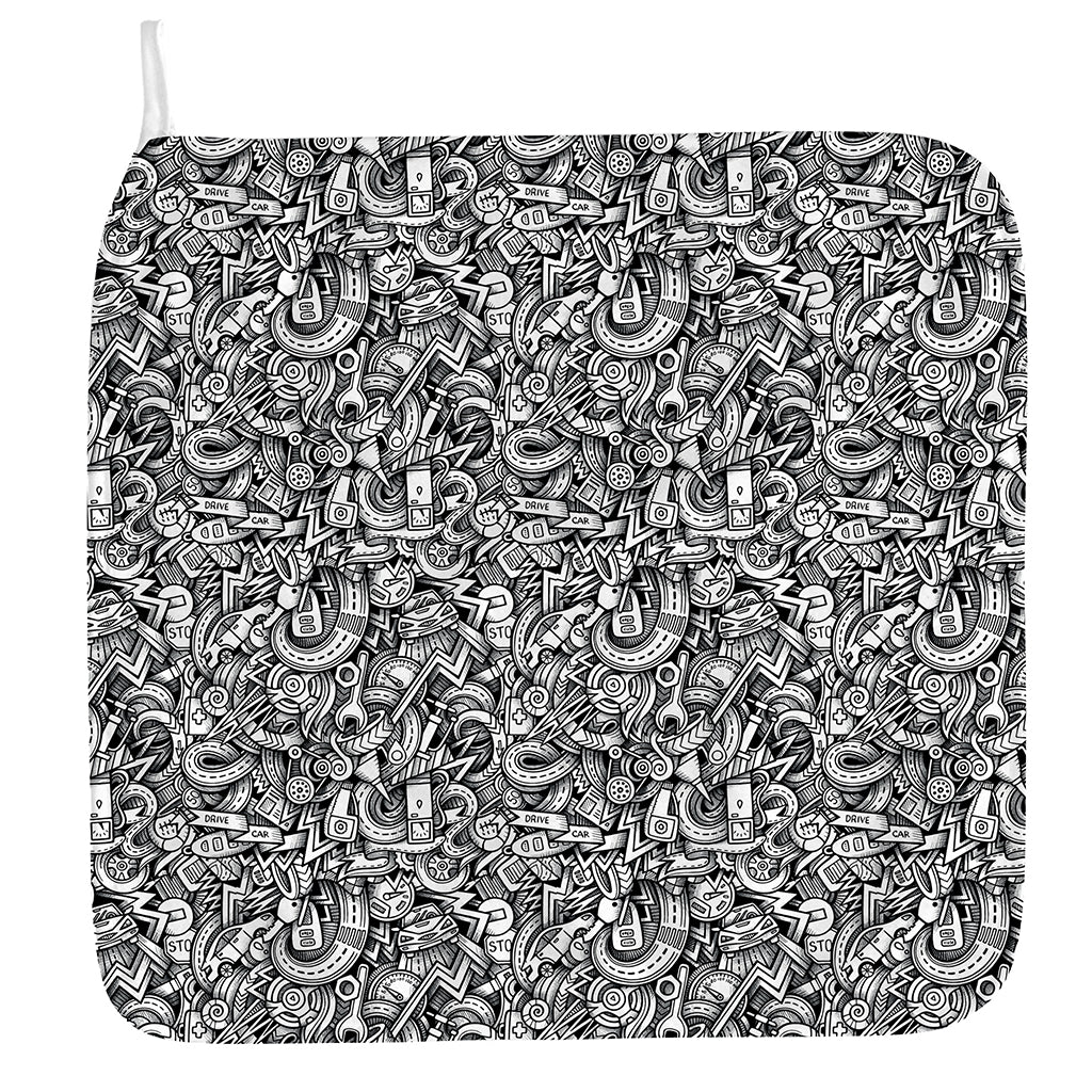 Cartoon Mechanic Pattern Print Hand Towel