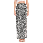 Cartoon Mechanic Pattern Print High Slit Maxi Skirt