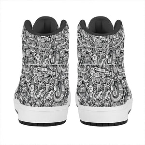 Cartoon Mechanic Pattern Print High Top Leather Sneakers