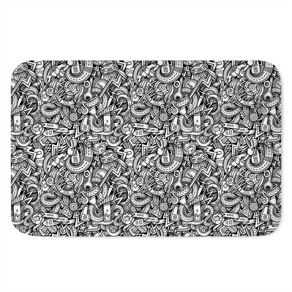 Cartoon Mechanic Pattern Print Indoor Door Mat