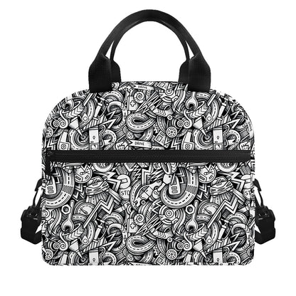 Cartoon Mechanic Pattern Print Insulated Lunch Bag