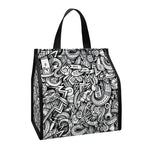 Cartoon Mechanic Pattern Print Insulated Lunch Tote